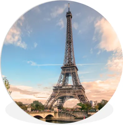 Produktbild von MuchoWow® Rundes Wandbild - Runde Bilder Der Eiffelturm von der Seine aus Ø 60 cm Kreis Wanddekoration Kunststoff - Wandkreis - Wandschmuck - Wand Kreis - Das Schlafzimmer - Die Bilder - Wandmalerei - Kunst für das Haus - das Plastik