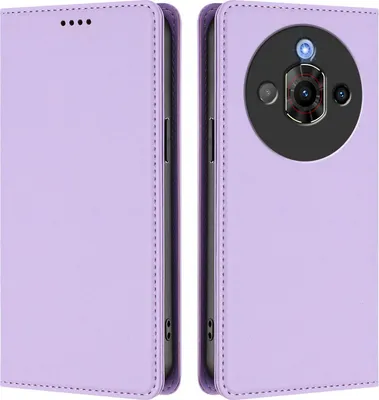 Image de Etui en cuir pour ZTE Nubia Focus Pro 5G, étui magnétique en cuirPolyuréthaneavec support Violet clair