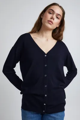 Produktbild von PULZ PZSARA Damen Strickjacke Feinstrick Cardigan Strickcardigan mit V-Ausschnitt Loose Fit