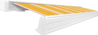 Produktbild von SOLUNA Kassettenmarkise Exquisit 4x2,5 Dessin 30A774 Gestell RAL 9010 reinweiß ink. Motor und Wandschalter links