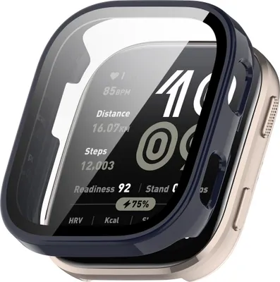 Produktbild von Für Amazfit Bip 6 Kunststoff Watch Schutz Hülle + 9H Hart Glas Dunkelblau