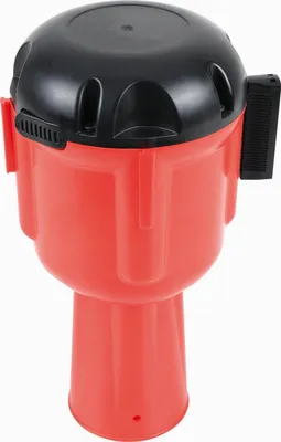 Produktbild von Dönges Gurtabroller mit Absperrband rot weiß 9m passend zu Leitkegel 50cm