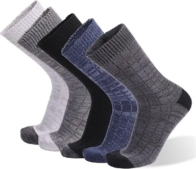 Image de Chaussettes d'hiver thermiques pour hommes, en laine, épaisses, lot de 5 paires