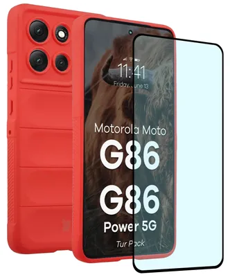 Produktbild von Robuste Handyhülle + gehärtetem Glas für Motorola Moto G86 5G / G86 Power 5G, Bizon Tur Pack, Rot
