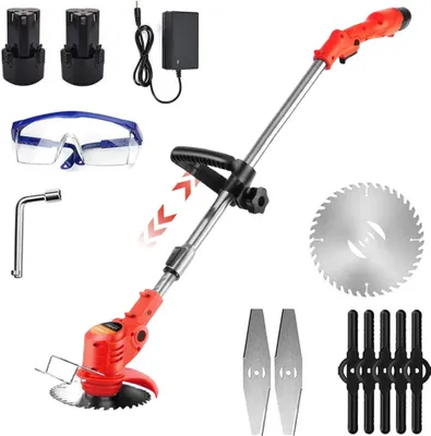 Produktbild von Akku-Rasentrimmer mit 2 Batterien, Freischneider, Motorsense, mit Akku und Ladegerät, Teleskop-Stiel & Zusatzhandgriff