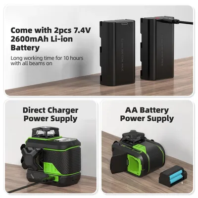 Immagine prodotto di Livella laser a croce 3D - Livella laser a bolla - Livella laser per l'edilizia - Laser verde - 3x360 gradi - Bluetooth - Treppiede