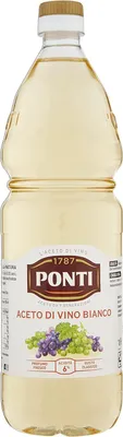 Produktbild von 12x 1l Flasche Weißweinessigbrücken, zarte Qualität weißer Essig mit 6% Säure als Salatgewürz, Gemüse, Fleisch und Fisch hervorragend + Italian Gourmet polpa 400g