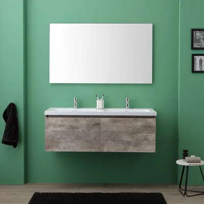 Immagine prodotto di Mobile sospeso con specchio per il bagno cm120 finitura cemento | Madrid