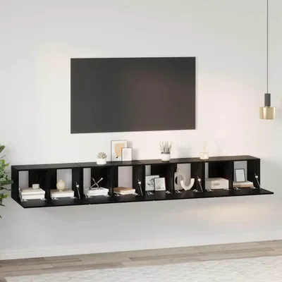 Image de Maison Exclusive - Ensemble meuble TV 4 pièces aspect chêne noir 60 x 30 x 30 cm