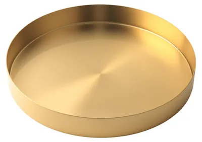 Imagen del producto de Plato dorado redondo de acero inoxidable: superficie decorativa para mesa