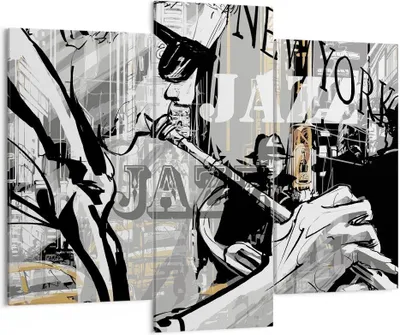 Produktbild von Bild auf Leinwand - Leinwandbild - Jazz Musik Musiker - 130x100cm - Wand Bild - Wanddeko - Leinwanddruck - Bilder - Kunstdruck - Wanddekoration - Leinwand bilder - Wandkunst - CB130x100-3792