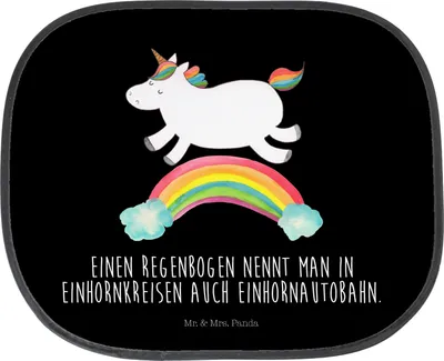 Produktbild von Mr. & Mrs. Panda Sonnenschutz Pkw Einhorn Regenbogen - Schwarz - Geschenk, Scheibenschutz Auto, Unicorn, Autosonnenschutz, Einhornpower, Autoscheiben, Erwachsenwerden