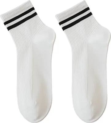 Produktbild von 1 Paar Uni-Socken, mittelhoher Schaft, geruchsneutral, gestreift, einfarbig, hohe Elastizität, rutschfest, atmungsaktiv, weich, schweißabsorbierend, einlaufsicher, Sport-Baumwollsocken