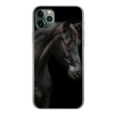 Produktbild von MuchoWow® Handyhülle Schutzhülle Hülle für iPhone 11 Pro Max Pferd - Tier - Schwarz Silikon Softcase Handy Hülle - Schutz