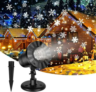 Produktbild von LED Projektionslampe, Schneeflocke Projektor Lichter, LED Snowflake Projektor Weihnachten Aussen Wasserdicht IP65 für Innen und Außen Dekoration Weihnachts Party Hochzeit, Weiße Schneeflocken