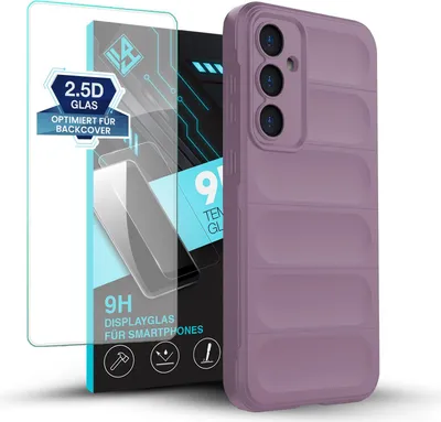 Produktbild von Handy Hülle für Samsung Galaxy S23 FE mit 9H Displayglas Displayschutz Plus Grip Case Cover Schutzhülle Softgrip Farbe: Violett