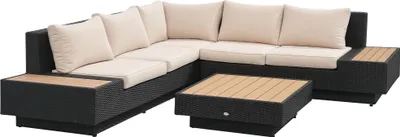 Produktbild von Outsunny 4-tlg. Luxus Gartengarnitur Polyrattan Sitzgruppe mit Ablagen Schwarz