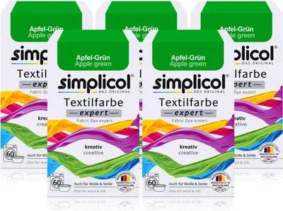 Produktbild von Simplicol Textilfarbe expert Apfel-Grün 150g - Farbe zum Färben (5er Pack)