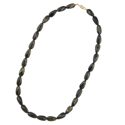 Produktbild von Kette 20x10mm Winkelperle Kunststoff schwarz-gold-marmoriert glänzend 60cm