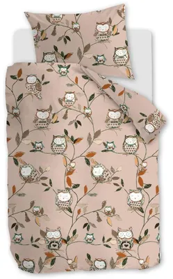 Produktbild von Hannekejag Renforcé-Bettwäsche-Garnitur Owlsome Farbe Pink Größe 100x135+40x60