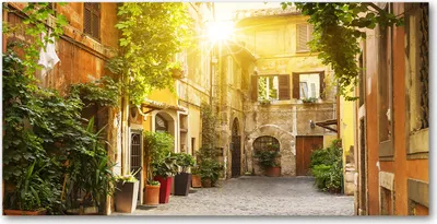Produktbild von Tulup Glas-Bild -140x70- Wandkunst Dekorative Wand für Küche & Wohnzimmer - Sehenswürdigkeiten & Architektur - Italienische Gassen - Grün