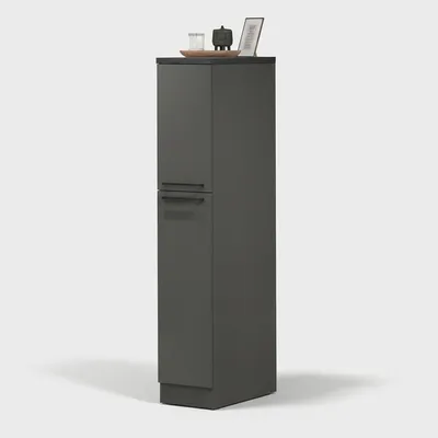 Produktbild von Apothekerschrank mit 2 Gewürzschubladen für moderne Küche 30x60x164,5 Trym - Schwarz - Grau