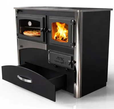 Produktbild von Kaminofen mit Backfach und Herdplatte ABC Concept 2 Air Links Mehrfachbelegung Holzofen 11,6 kW Kamin Ofen Holz Werkstattofen Schwedenofen Hüttenofen