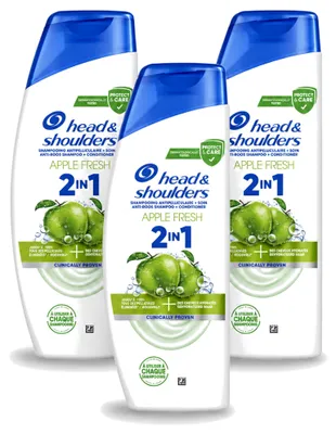 Productafbeelding van 3 x Head & Shoulders 2-in-1 Anti-roos Shampoo, appelgeur, 300 ml - voordeelverpakking - 3 stuks