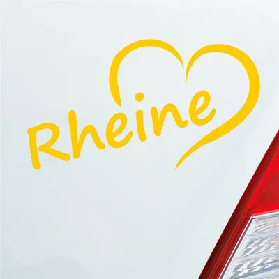 Produktbild von Auto Aufkleber Rheine Herz Stadt City Liebe Love Heimat 14,5x8 cm Gelb Sticker Heckscheibenaufkleber