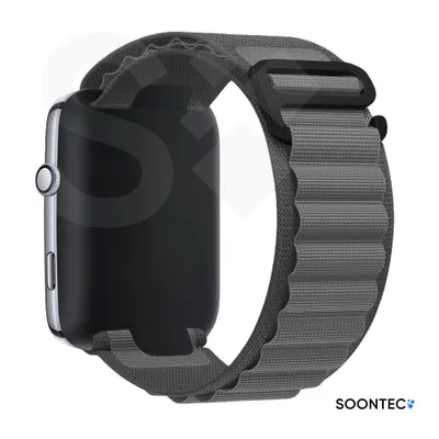 Produktbild von SOONTEC Premium Sportarmband für Apple Watch Series 11-1 & SE (38-42 mm) – Outdoor Nylon Loop mit schwarzem G-Hook Verschluss - in Anthrazitgrau