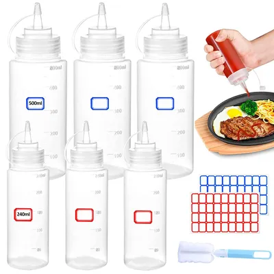 Knijpflaschen-Set 6er-Pack 240/500 ml mit Deckel