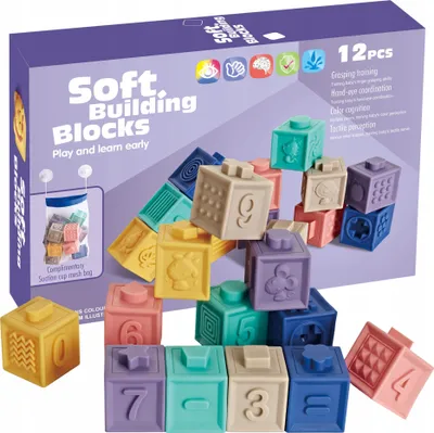 Zdjęcie produktu dla Miękkie Klocki Sensoryczne Dla Dzieci Zestaw 12Szt