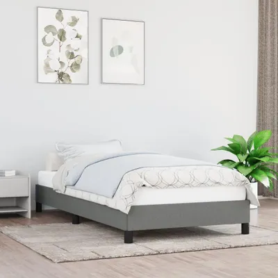 Zdjęcie produktu dla Rama Łóżka, Ciemnoszara, 90X200 Cm, Tapicerowana Tkaniną Lumarko!