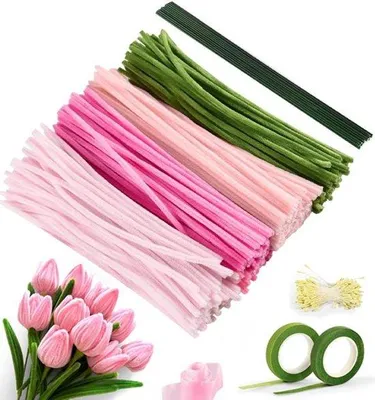Productafbeelding van Pijpenreinigers - 400 stuks - 30 cm - Roze chenilledraad - Creatief draad voor het maken van tulpen, bloemen en decoraties - Geschikt voor kinderen en volwassenen