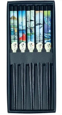 Produktbild von JADE TEMPLE Essstäbchen Set 5er schwarz, Holz, japanischer Stil