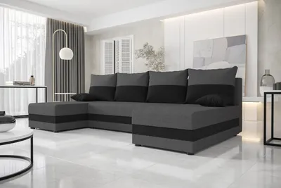 Produktbild von Modernes U-förmiges Ecksofa HORTENZIE – grau / schwarz