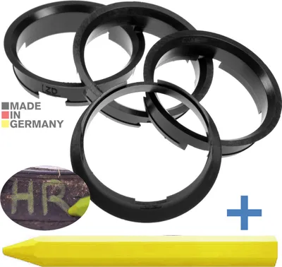 Produktbild von 4X Zentrierringe 63,4 x 60,1 mm Schwarz Felgen Ringe + 1x Reifen Kreide Fett Stift