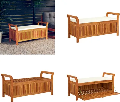 Produktbild von vidaXL Garten Truhenbank mit Kissen 126 cm Massivholz Akazie - Gartenbank - Gartenbänke - Gartentruhe - Gartenmöbel