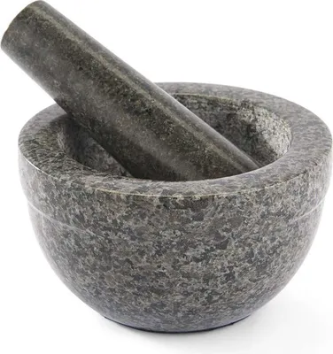 Produktbild von Rösle Granit Mörser Ø 14 cm mit Stößel / schwarz grau