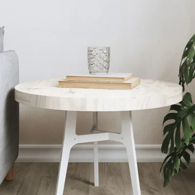Zdjęcie produktu dla Maison Exclusive – okrągły blat stołu, biały, Ø50x3 cm, lite drewno sosnowe