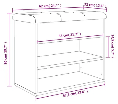 Produktbild von vidaXL Schuhbank Räuchereiche 62x32x50 cm Holzwerkstoff