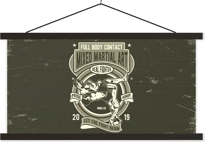 Produktbild von MuchoWow® Textilposter Mancave - Sport - Kampfsport - Retro 150x75 cm mit schwarzem Rahmen - Posterleiste