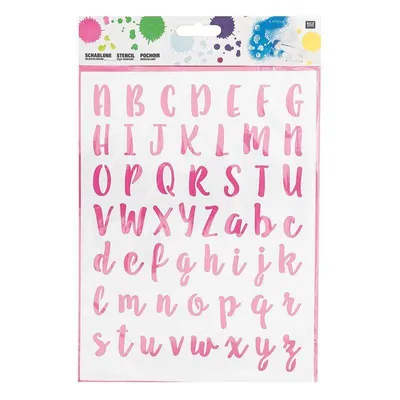 Produktbild von Rico Design Schablone Buchstaben Kursivschrift 24,5 x 18,5 cm für Dekoration & Scrapbooking