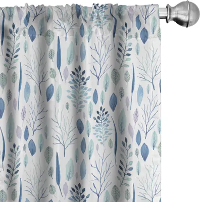 Immagine prodotto di ABAKUHAUS Tende a foglie, tende, design artistico da giardino a strisce e macchie, 2 pezzi 75 x 245 cm, multicolore bianco