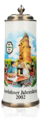 Produktbild von Iserlohner Bierglas Jahreskrug 2002 Steinzeugkrug Seidel Zinndeckel 0,65l Krug