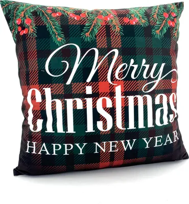 Produktbild von heimtexland ® Weihnachten Dekokissen Chalet Landhaus Deko Kissen Kariert Rot Grün KissenhülleTyp652 Merry Christmas Karo