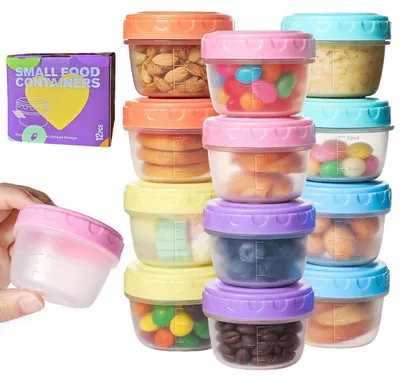 12er Set Mini-Plastikdosen 50 ml, stapelbar, mit Deckel