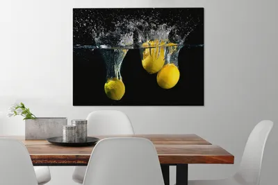 Produktbild von MuchoWow® - Leinwandbilder - Zitrone - Frucht - Stilleben - Wasser - Gelb, Wandbild, Wanddeko Bilder Wohnzimmer, 80x60 cm