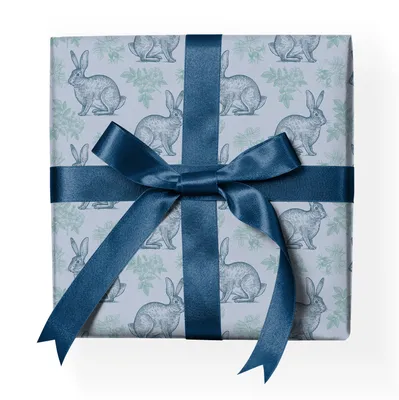 Produktbild von Dekoratives Hasen Geschenkpapier Oster, blau - G23053, 32 x 48cm