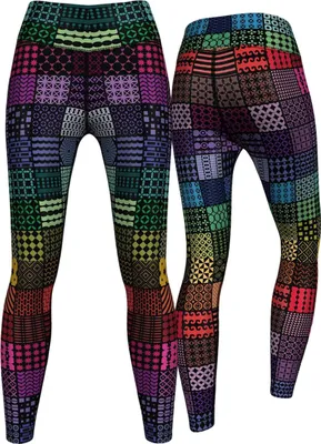 Produktbild von Regenbogen Quadrate Leggings sehr dehnbar Sport Yoga Gymnastik Training Tanzen Freizeit, Größe:M